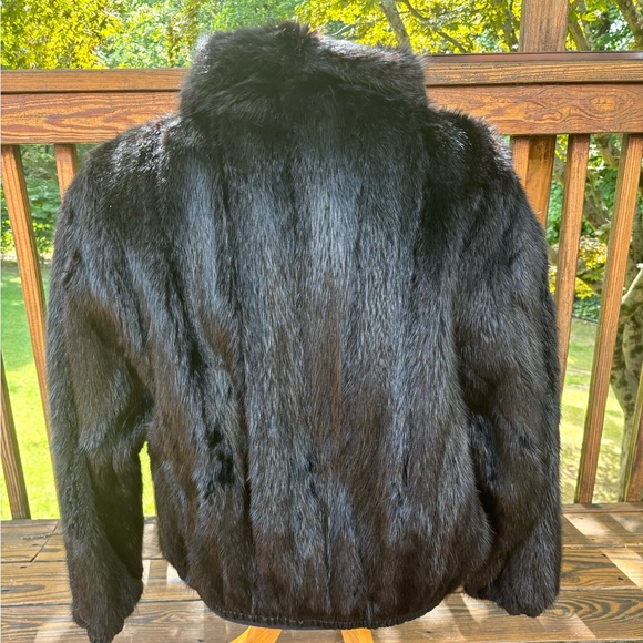 Vintage 80s reversible Ginuwine mink fur black, leather, bomber 